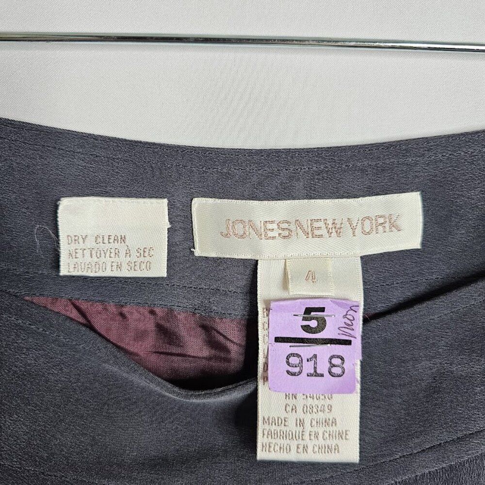 Vintage JONES NEW YORK 100% Silk Skirt CHARCOAL GRAY size 4 Preppy Basic Classic - Picture 5 of 6
